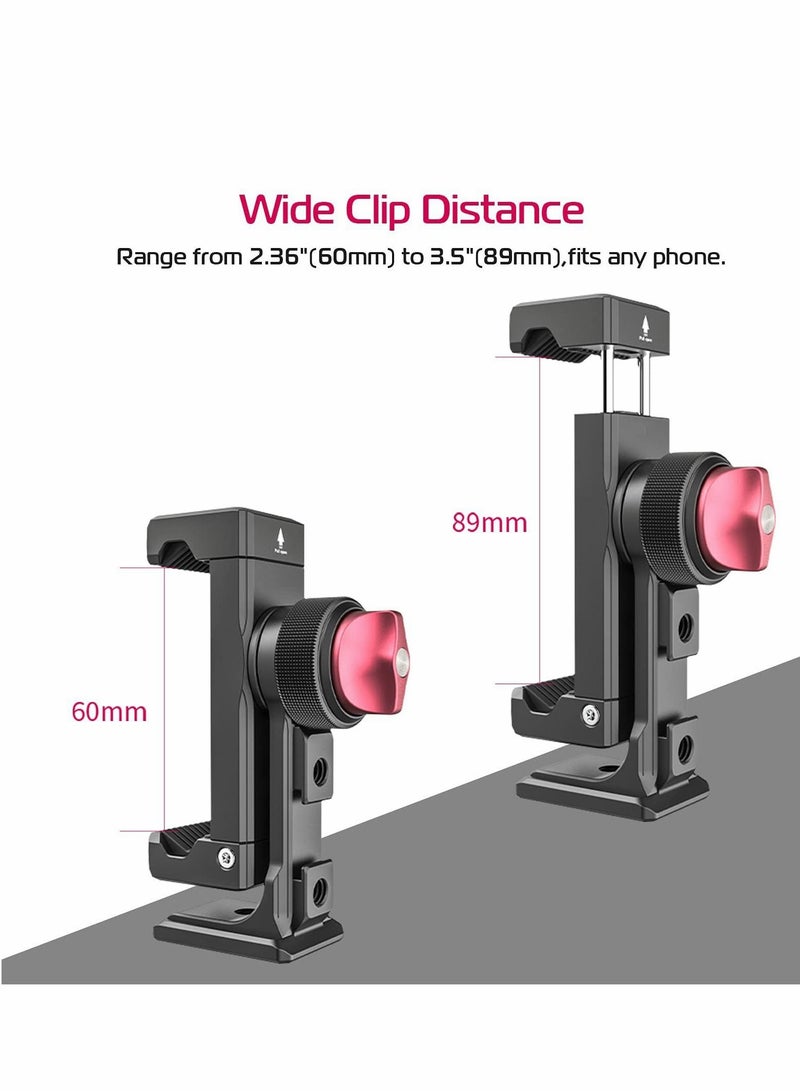 Y&D Metal Phone Tripod Mount3 Cold Shoes & Arca Port 360° Smartphone Adapter for iPhonefor Samsung Cell Stand Holder Desktop Video Vlogging Rig Attachment - Image 2
