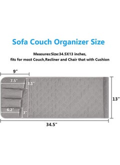 Arabest Storage Box, Sofa Arm Organizer, TV Remote Control Storage Rack, Non-slip Storage for Recliner Sofa with 5 Pockets for Mobile Tv Remote Control Magazine (Grey)  - Image 4