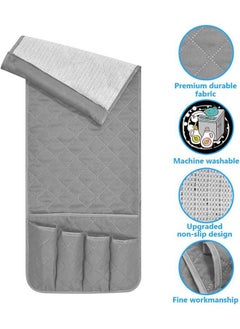 Arabest Storage Box, Sofa Arm Organizer, TV Remote Control Storage Rack, Non-slip Storage for Recliner Sofa with 5 Pockets for Mobile Tv Remote Control Magazine (Grey)  - Image 3
