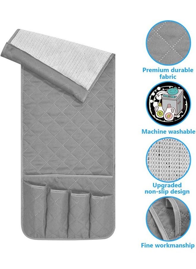 Arabest - Storage Box, Sofa Arm Organizer, TV Remote Control Storage Rack, Non-slip Storage for Recliner Sofa with 5 Pockets for Mobile Tv Remote Control Magazine (Grey) - Image 1
