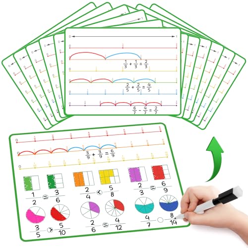 Laffunz 12 PCS Fraction Manipulatives Dry Erase Flash Cards Math Manipulatives Fraction Circles Math Games for Kids Elementary School 1st 6th Grade Homeschool Supplies Teacher Classroom Must Have - Image 1