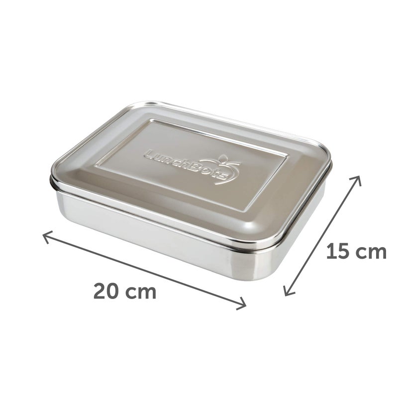 LunchBots Large Trio Stainless Steel Lunch Container -Three Section Design for Sandwich and Two Sides - Metal Bento Lunch Box - Eco-Friendly - Stainless Lid - Staineless Steel - Image 2