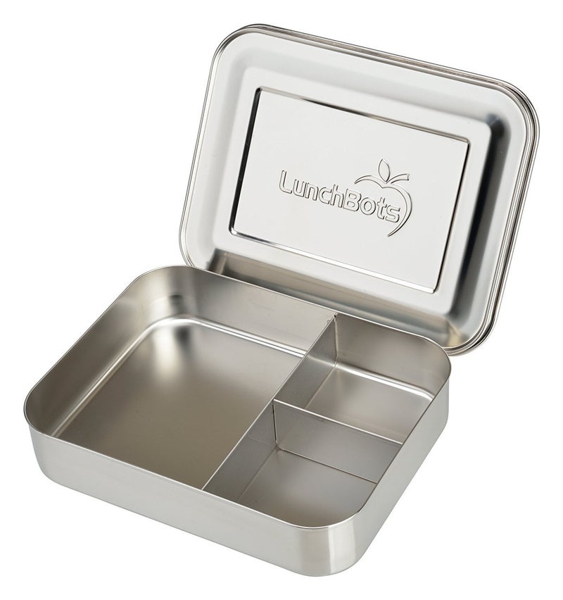 LunchBots Large Trio Stainless Steel Lunch Container -Three Section Design for Sandwich and Two Sides - Metal Bento Lunch Box - Eco-Friendly - Stainless Lid - Staineless Steel - Image 1