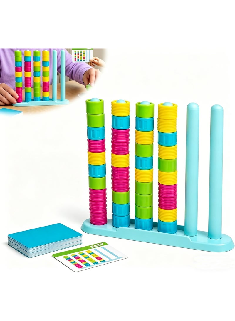 Color Match Challenge Game,Family Board Game - Quick Thinking Stacking Challenge, Travel-Friendly Color Line and Game Tower Stack Party Game - Image 1