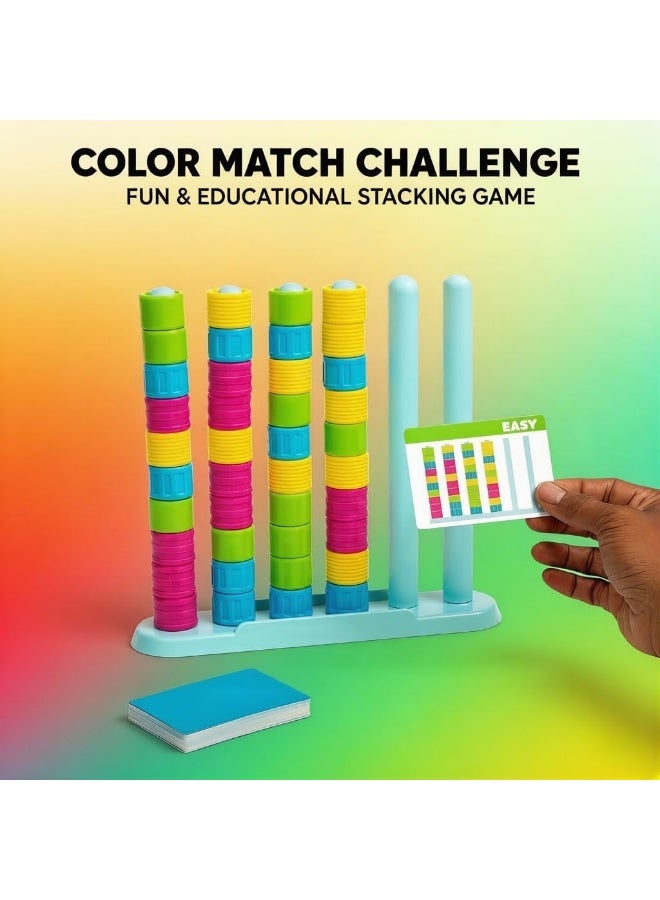 Color Match Challenge Game,Family Board Game - Quick Thinking Stacking Challenge, Travel-Friendly Color Line and Game Tower Stack Party Game - Image 2