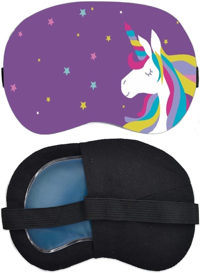 Zenkova Unicorn Eye Mask for Kids & Adults - Hot & Cold Gel Therapy for Puffy Eyes, Dryness, Fatigue Relief - Reusable Ice Pack with Adjustable Strap - Cute Purple Design for Girls & Boys. - Image 1