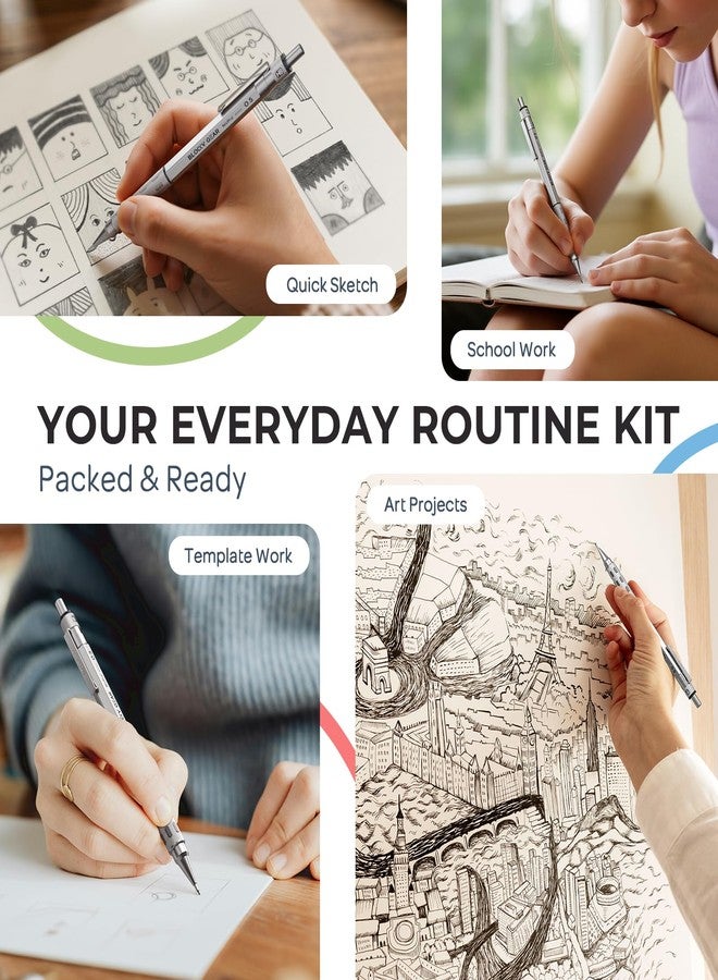 نيكبرو مجموعة أقلام رصاص ميكانيكية نيكبرو بلوكي جير 0.7 مم في علبة، قلم رصاص معدني مع عبوات إعادة تعبئة الرصاص، ممحاة للكتابة الفنية الاحترافية وللبالغين والرسم الهندسي - Image 5