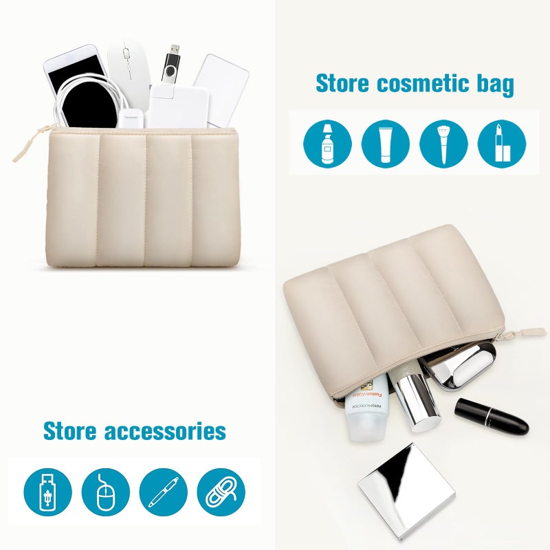 TECOOL Puffy Laptop Case 13.3 inch,13-13.3 inch Laptop Sleeve for MacBook Air 13 inch M5(2026) M4 M3 M2 M1,Macbook Neo 13 A18, Mac Pro 13/Mac Pro 14 M5 Waterproof Notebook Sleeve with Small Case,Beige - Image 5