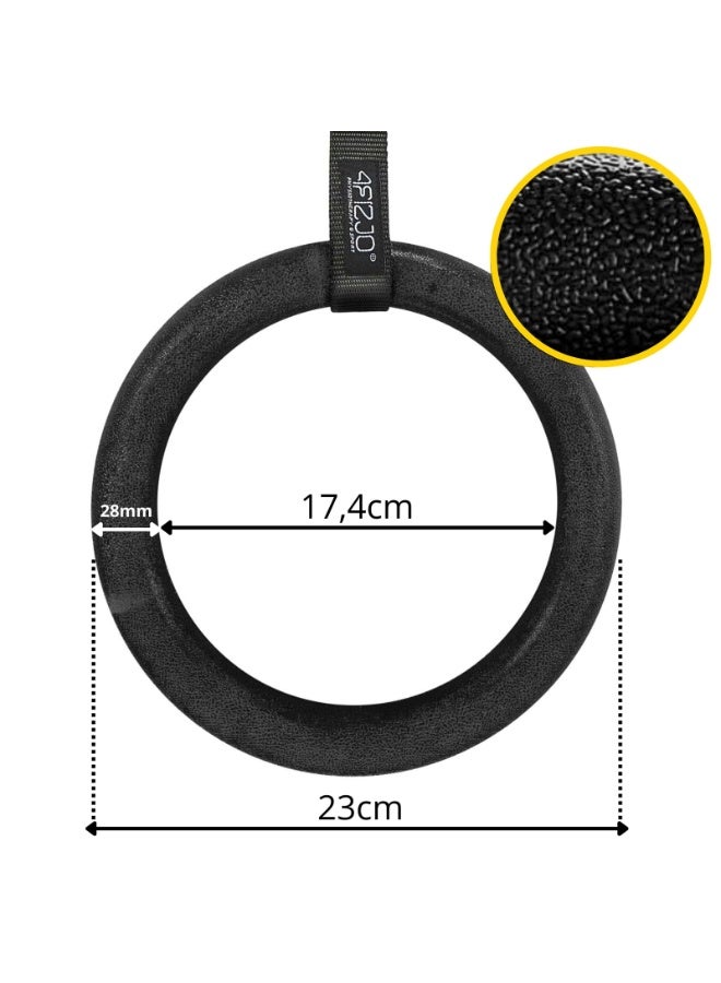 WALALLA Fitness Plastic Gymnastics Rings Pull Up Rings with Adjustable Straps Promotes Muscular Physique and Improves Performance in Cross Training, Gymnastics, and Strength Training - Image 2