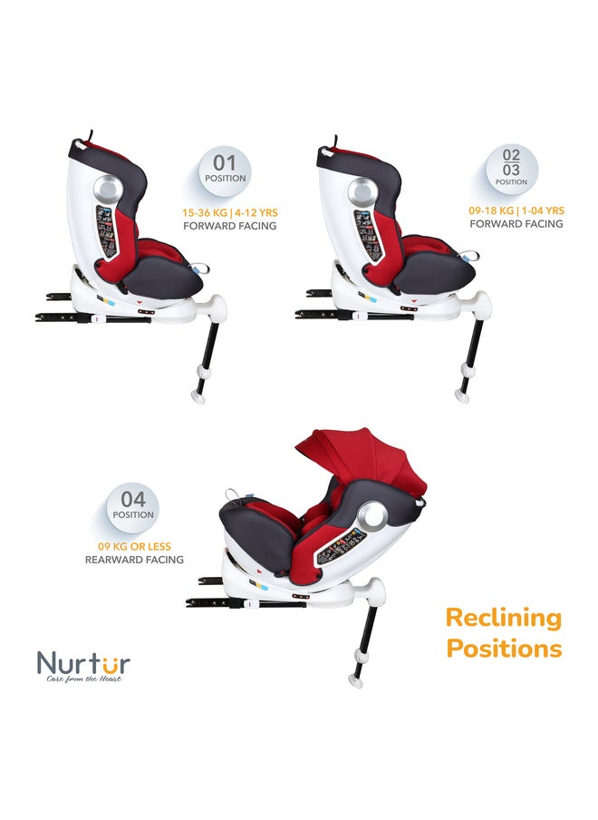 Nurtur مقعد سيارة Liberty Baby Kids 4 في 1 مع دعم للساقين يدور 360 درجة ومسند ظهر قابل للتعديل بـ 10 مستويات مع مظلة للأطفال من عمر 0 أشهر إلى 12 عامًا حتى 36 كجم منتج رسمي  - Image 4