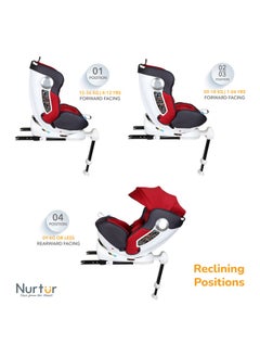 Nurtur Liberty Baby Kids 4 in1 Car Seat 360 Rotation Leg Support ISOFIX 10level Adjustable Backrest with Canopy 0 months to 12 years Upto 36kg Official Product  - Image 4
