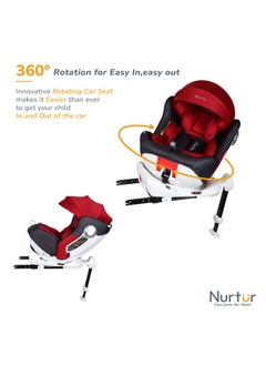 Nurtur Liberty Baby Kids 4 in1 Car Seat 360 Rotation Leg Support ISOFIX 10level Adjustable Backrest with Canopy 0 months to 12 years Upto 36kg Official Product  - Image 3