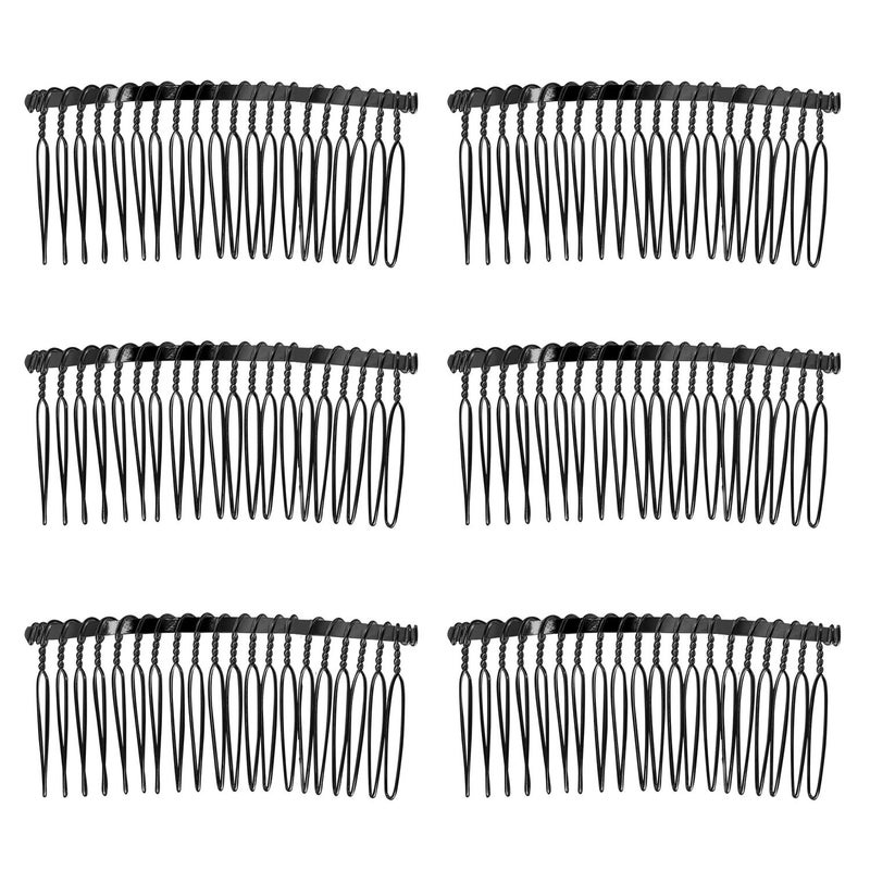 Senkary 10 Pieces Metal Hair Comb Clip Wire Wedding Bridal Veil Combs for Women 20 Teeth Black
