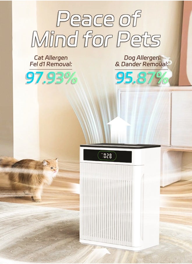 Litus - Air Purifiers for Home Large Room up to 100㎡ with PM 2.5 Display, Air Filter Cleaner for Allergies and Smoke Mold Dust Dander Odor Coverage, Oils diffusers, 100% Ozone Free - Image 1
