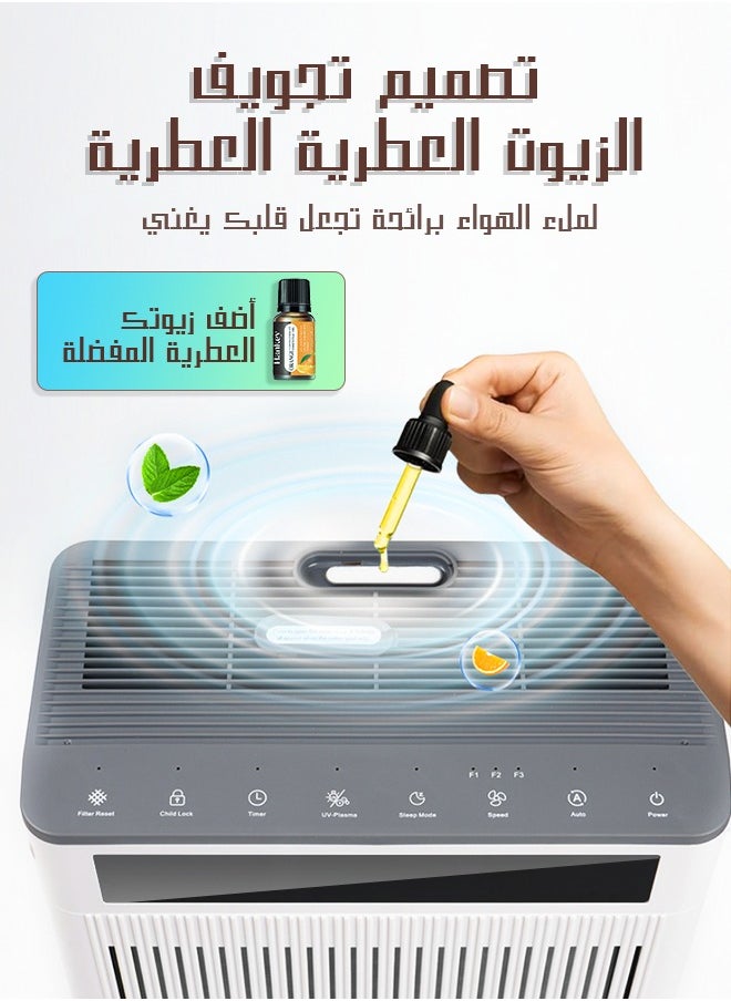 Litus - Air Purifiers for Home Large Room up to 100㎡ with PM 2.5 Display, Air Filter Cleaner for Allergies and Smoke Mold Dust Dander Odor Coverage, Oils diffusers, 100% Ozone Free - Image 1