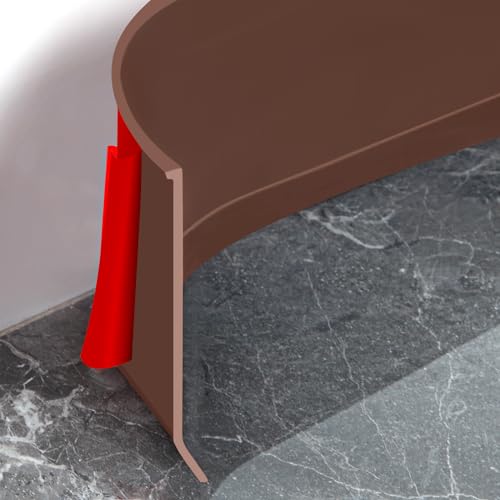 Heonay Flexible Baseboard Molding Trim 4 Inch Self-Adhesive Vinyl Wall Base Peel and Stick Cove Base Rubber Wall Baseboard Moulding Trim (60Ft, Brown) - Image 1