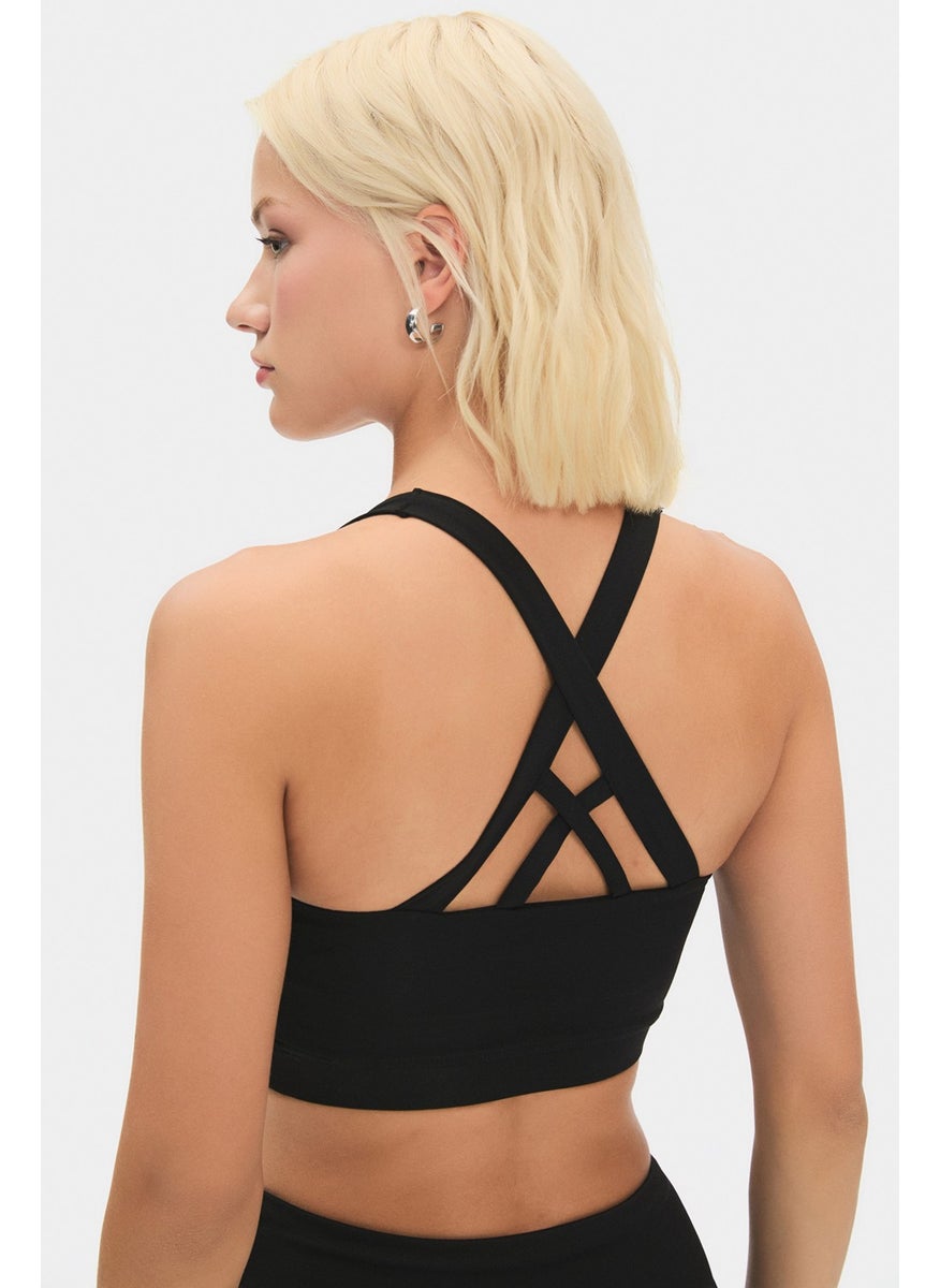 JOYSTAR Women's Halter Neck Anthracite Lightly Supported Back Detailed Coated Sports Bra  - Image 5