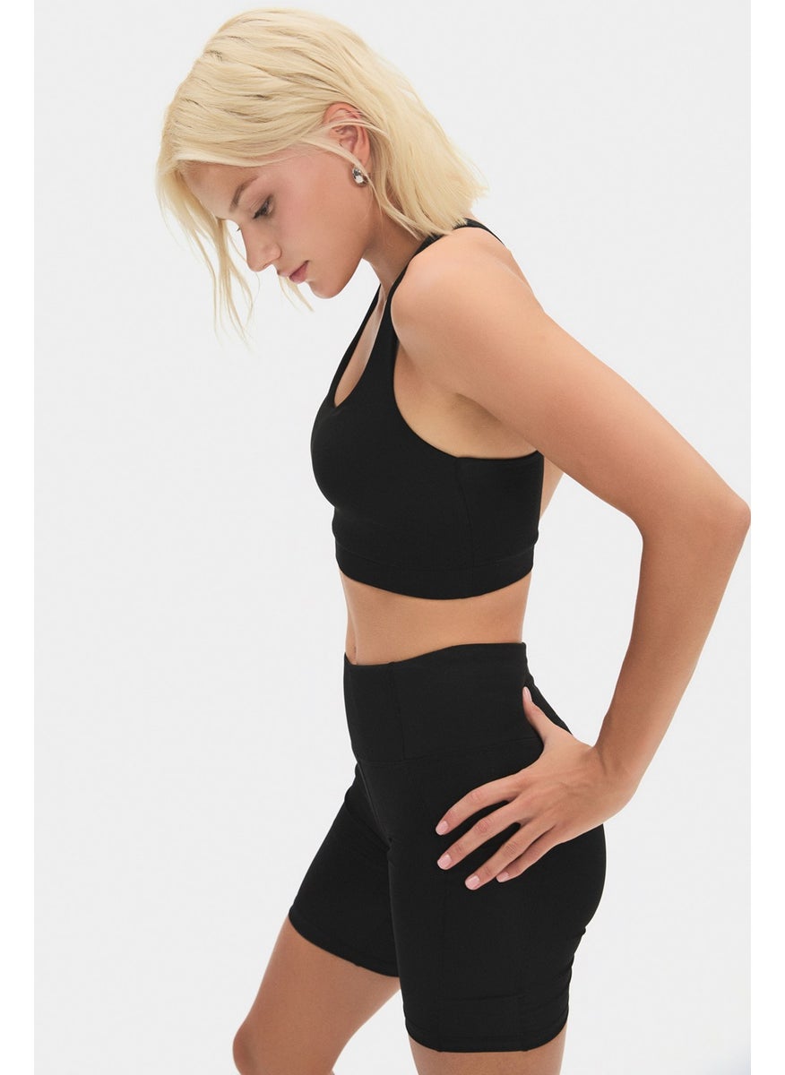JOYSTAR Women's Halter Neck Anthracite Lightly Supported Back Detailed Coated Sports Bra  - Image 3