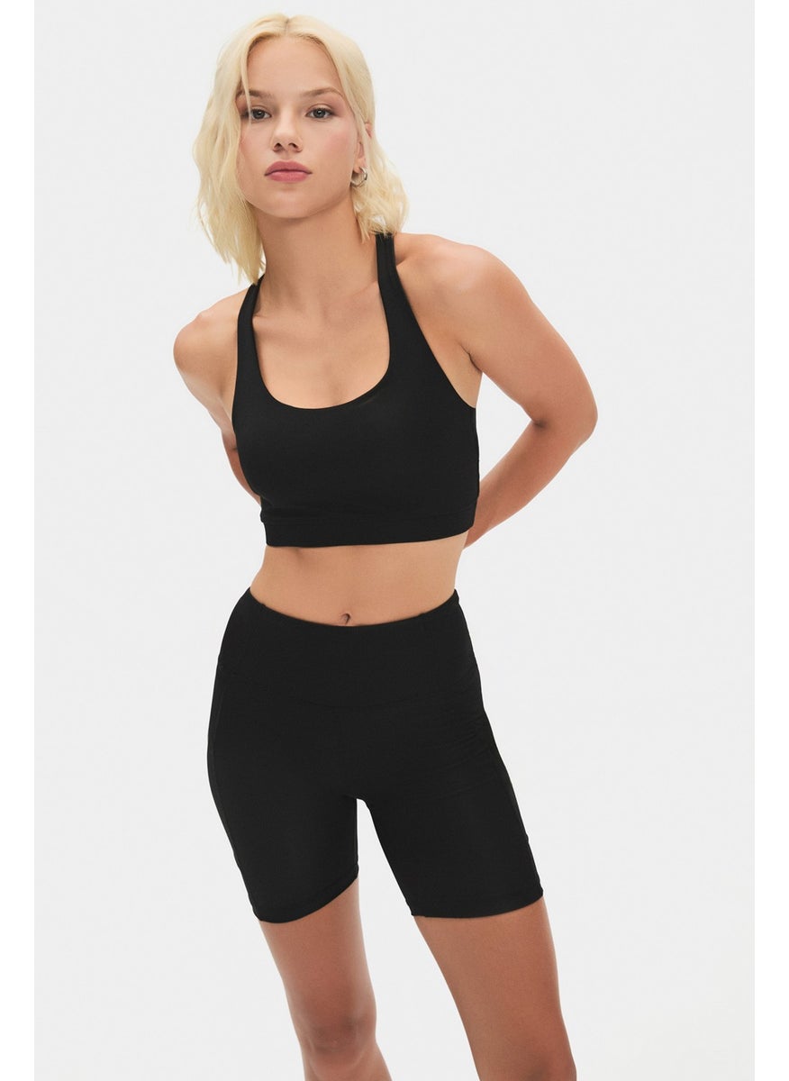 JOYSTAR Women's Halter Neck Anthracite Lightly Supported Back Detailed Coated Sports Bra  - Image 4