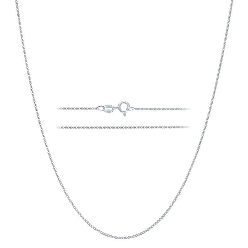 KISPER 925 Solid Sterling Silver 1mm Dainty Thin Box Chain Necklace for Women, Italian Made Tarnish Resistant Waterproof Hypoallergenic, 18 inches - Image 1