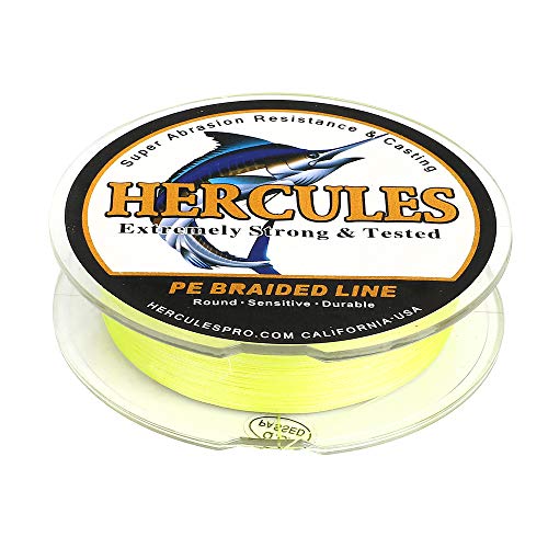 HERCULES Super Strong 100M 109 Yards Braided Fishing Line 20 LB Test for Saltwater Freshwater PE Braid Fish Lines 4 Strands - Fluorescent Yellow, 20LB (9.1KG), 0.20MM - Image 4