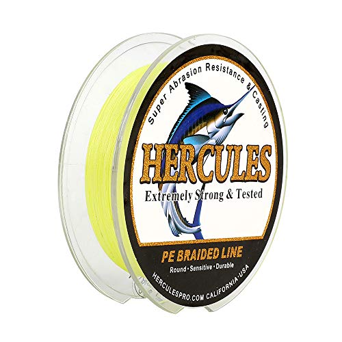 HERCULES Super Strong 100M 109 Yards Braided Fishing Line 20 LB Test for Saltwater Freshwater PE Braid Fish Lines 4 Strands - Fluorescent Yellow, 20LB (9.1KG), 0.20MM - Image 1