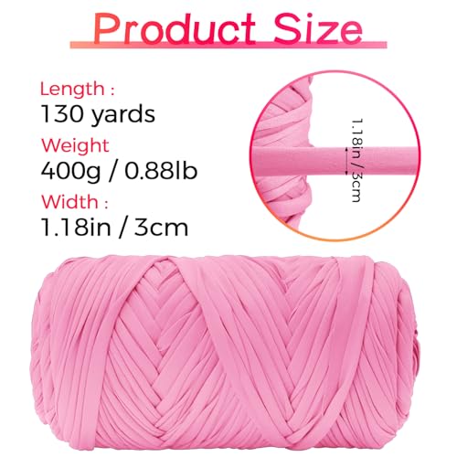 BHUCUTU T Shirt Yarn 130 Yards Beginner Crochet Tshirt Yarn 400g Elastic Fabric Thick T-Shirt Yarns for Crocheting, Knitting Bags, Baskets, Rugs, Coasters, DIY Crafts, Home Decor (Water Blue) - Image 2