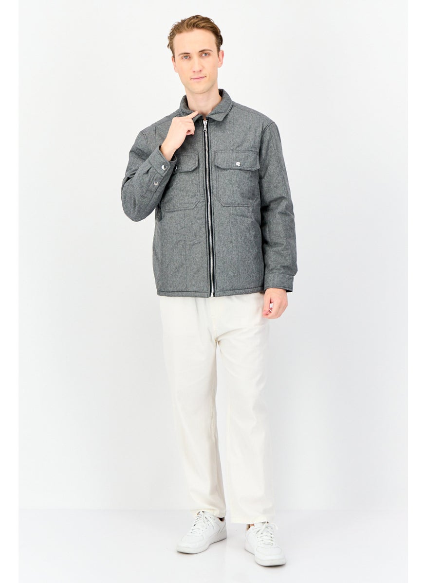 Celio Men Heather Long Sleeve Puffer Jacket, Grey  - Image 2