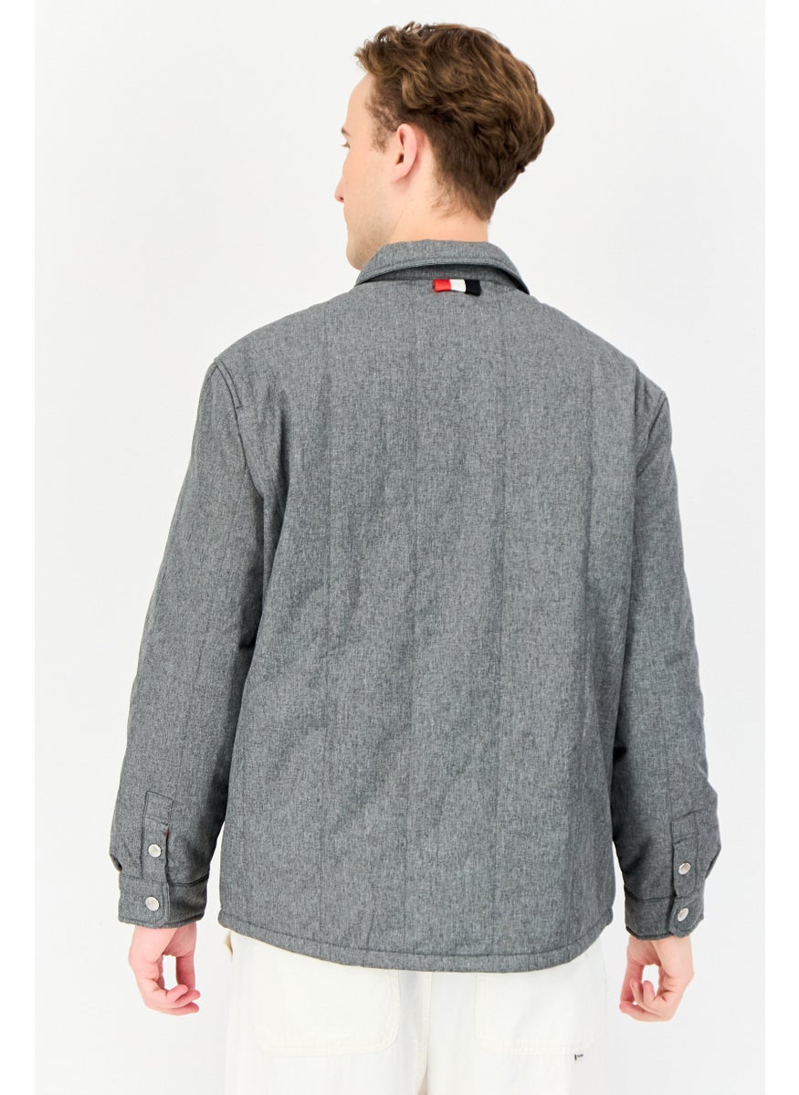 Celio Men Heather Long Sleeve Puffer Jacket, Grey  - Image 4