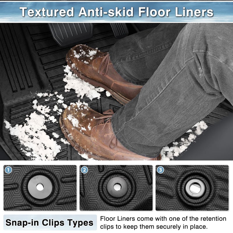 Mixsuper Custom Fit Front Floor Mats for 2014-2021 Ford Transit Connect with Vinyl Flooring and Floor Posts Only, All Weather Floor Liners Durable 1st Row Set Black - Image 4