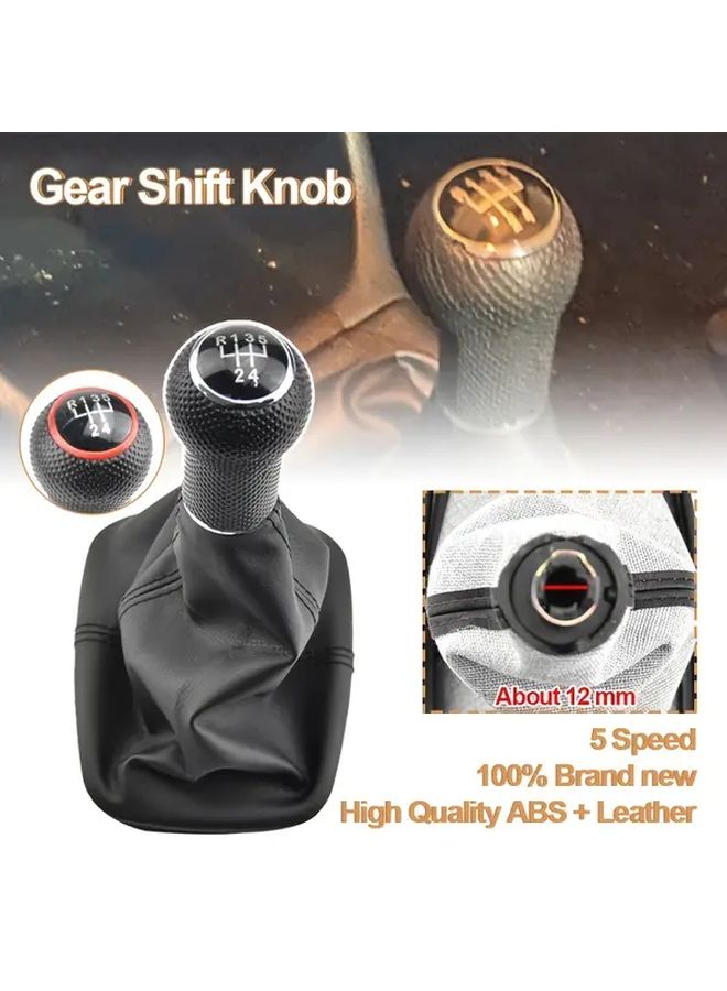 Black Leather 5 Speed Shift Knob Gear Head For Volkswagen Golf Passat Lupo - Image 5
