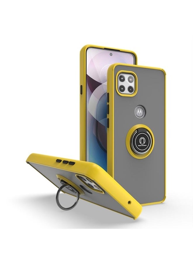 HuHa For Motorola One 5G Ace Q Shadow 1 Series TPU + PC Phone Case with Ring(Yellow) - Image 1