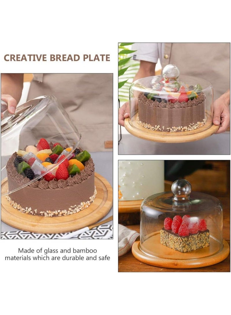 هوميرا حامل كيك دائري من الخيزران مع غطاء أكريليك شفاف، 30 × 14 سم، طبق تقديم وتخزين للحلويات والمعجنات والمخبوزات على طاولة الطعام وسطح المطبخ - Image 5
