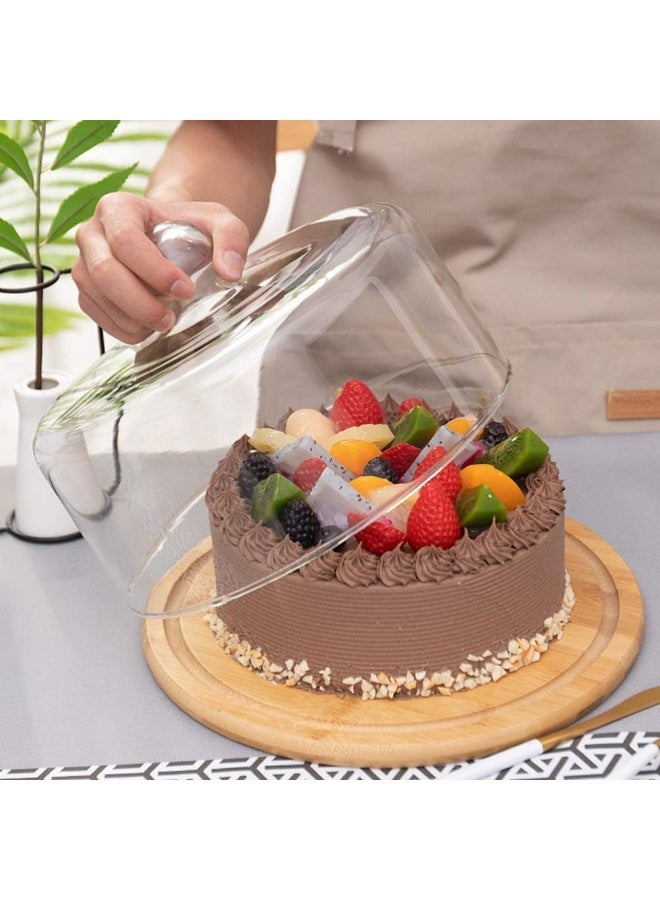 هوميرا حامل كيك دائري من الخيزران مع غطاء أكريليك شفاف، 30 × 14 سم، طبق تقديم وتخزين للحلويات والمعجنات والمخبوزات على طاولة الطعام وسطح المطبخ - Image 3