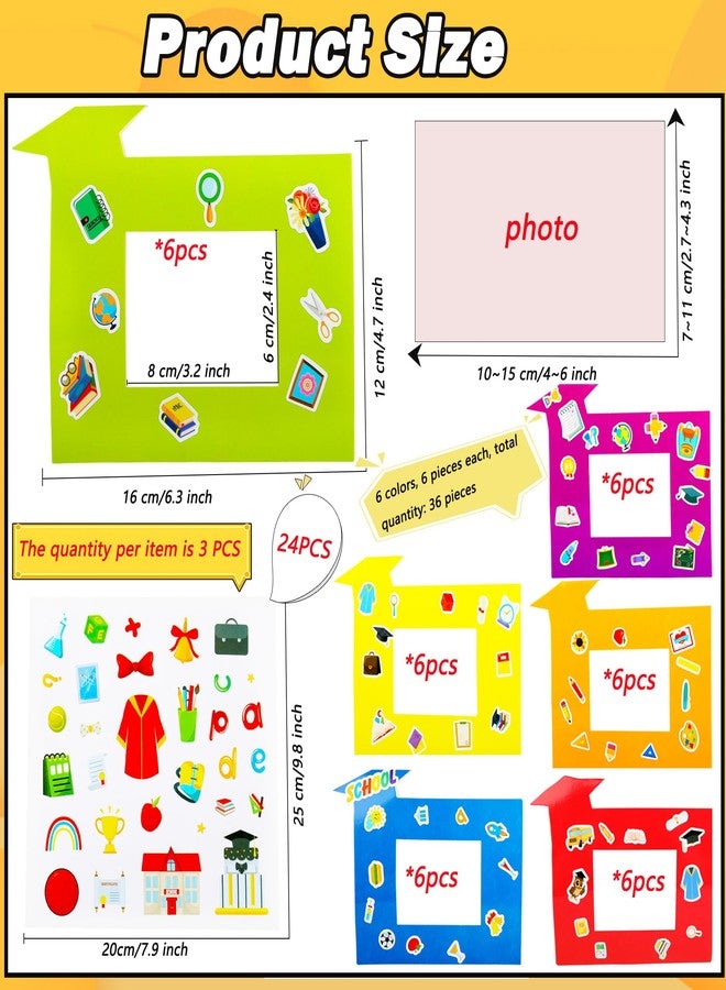 Spaluck 36 Packs Graduation Picture Frame Craft Kits with 24 Sheets Stickers Kindergarten Preschool DIY Craft Grad Photo Frames for Kids Kindergarten Classroom Graduation Party Favor - Image 2