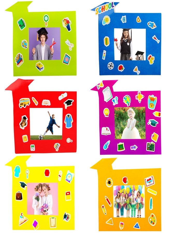 Spaluck 36 Packs Graduation Picture Frame Craft Kits with 24 Sheets Stickers Kindergarten Preschool DIY Craft Grad Photo Frames for Kids Kindergarten Classroom Graduation Party Favor - Image 1