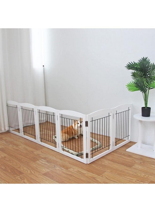 ZJSF بوابة كلب قابلة للطي مستقلة ZJSF للمنزل عريضة إضافية خشبية بيضاء داخلية بوابة جرو للسلالم والمداخل سياج حيوانات أليفة سياج كلب طويل 3 لوحات - Image 3