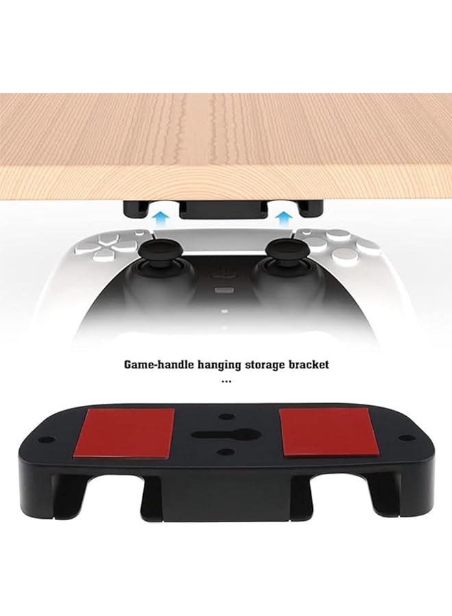 2Pcs Under Desk Controller Holder Replacement Compatible With Ps4 Compatible With Ps5 Abs Under Desk Mount Black Horizontal Table Holder With Adhesive Tape - Image 2