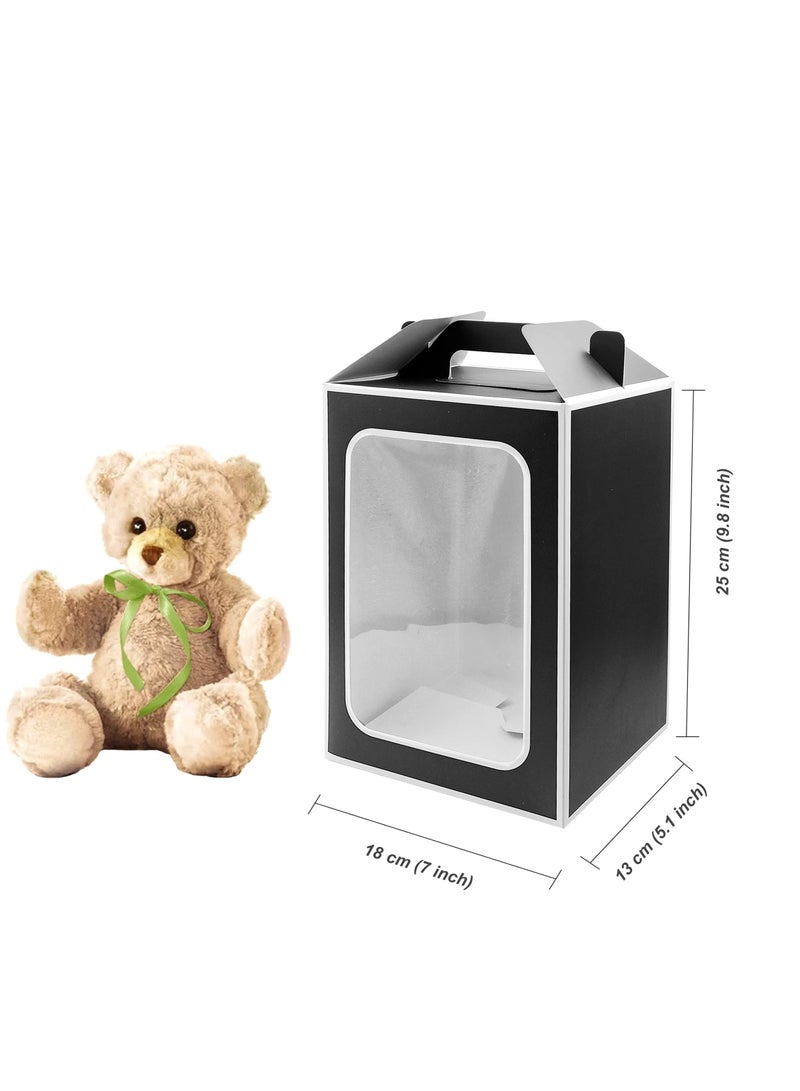 SOLARAE Tote Paper Bags with Transparent Window, 10 Pcs Gift Bags with Window, 9.8 x 7 x 5.1inch Flower Bouquet Paper Gift Bags with Handles, for Wedding Party Bagsm, Bridal Shower (Black) - Image 2