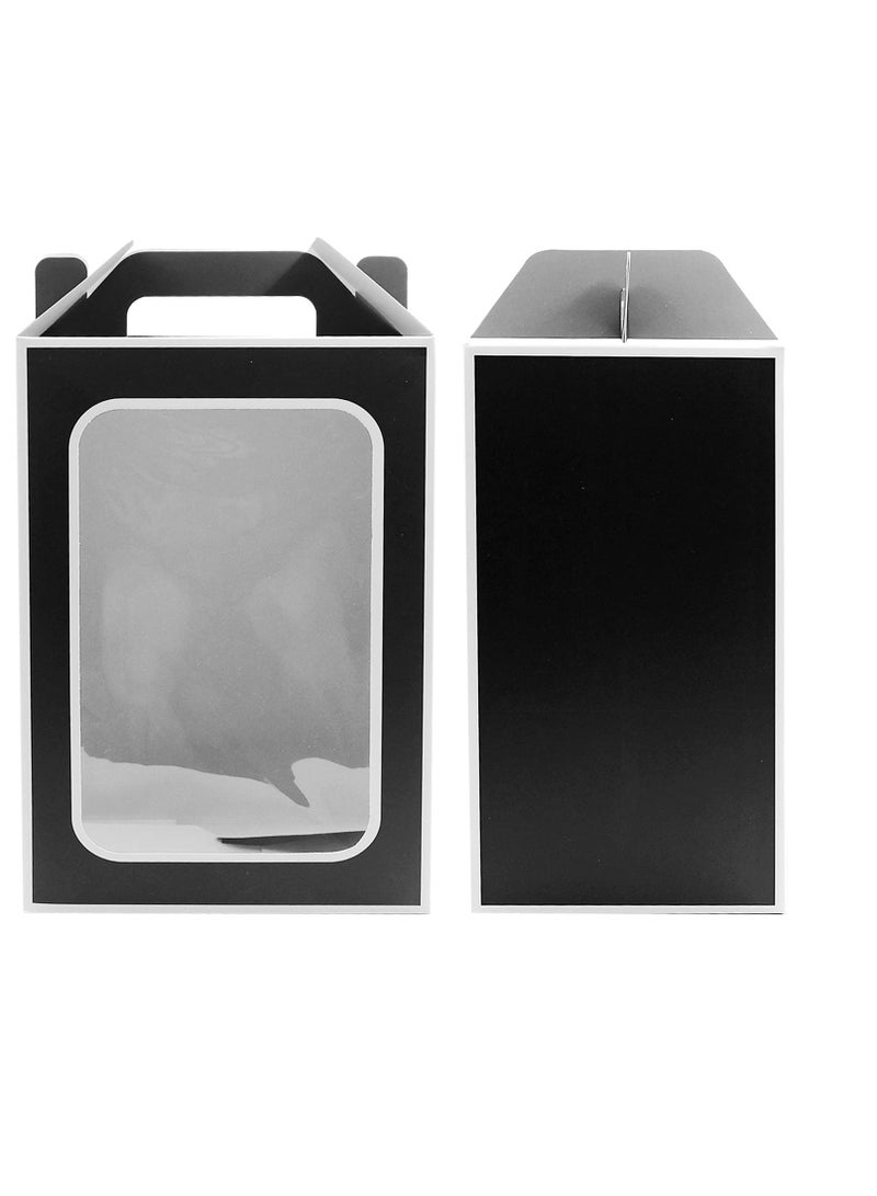 SOLARAE Tote Paper Bags with Transparent Window, 10 Pcs Gift Bags with Window, 9.8 x 7 x 5.1inch Flower Bouquet Paper Gift Bags with Handles, for Wedding Party Bagsm, Bridal Shower (Black) - Image 5