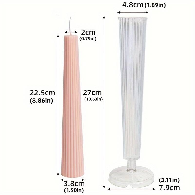 FirstTry Long Pole Candle Mould I Flat Head Striped Pillar Column Cylinder Acrylic Candlestick Wax Mold I for DIY Handmade Ornament Aromatherapy Cake Home Wedding Dinner Party Décor Art Craft Making - Image 2