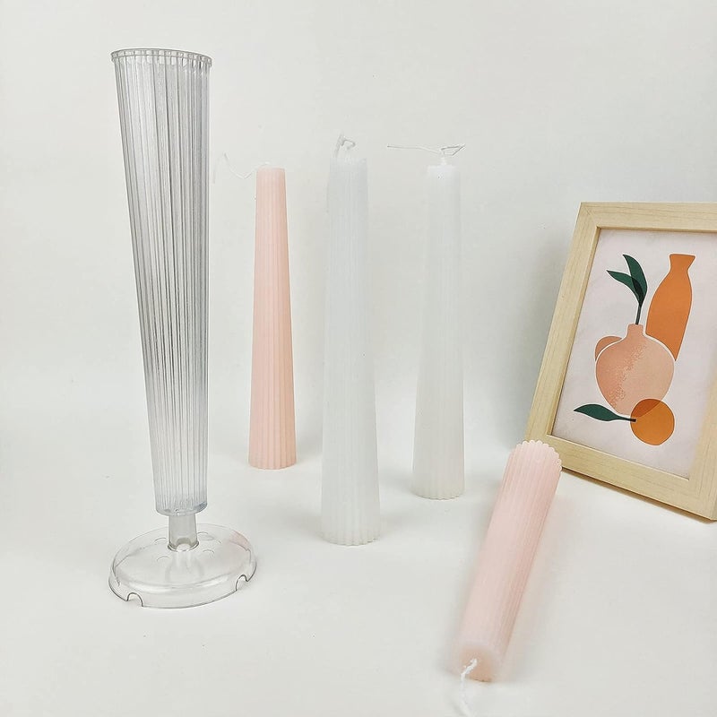 FirstTry Long Pole Candle Mould I Flat Head Striped Pillar Column Cylinder Acrylic Candlestick Wax Mold I for DIY Handmade Ornament Aromatherapy Cake Home Wedding Dinner Party Décor Art Craft Making - Image 4