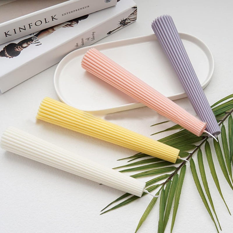 FirstTry Long Pole Candle Mould I Flat Head Striped Pillar Column Cylinder Acrylic Candlestick Wax Mold I for DIY Handmade Ornament Aromatherapy Cake Home Wedding Dinner Party Décor Art Craft Making - Image 5