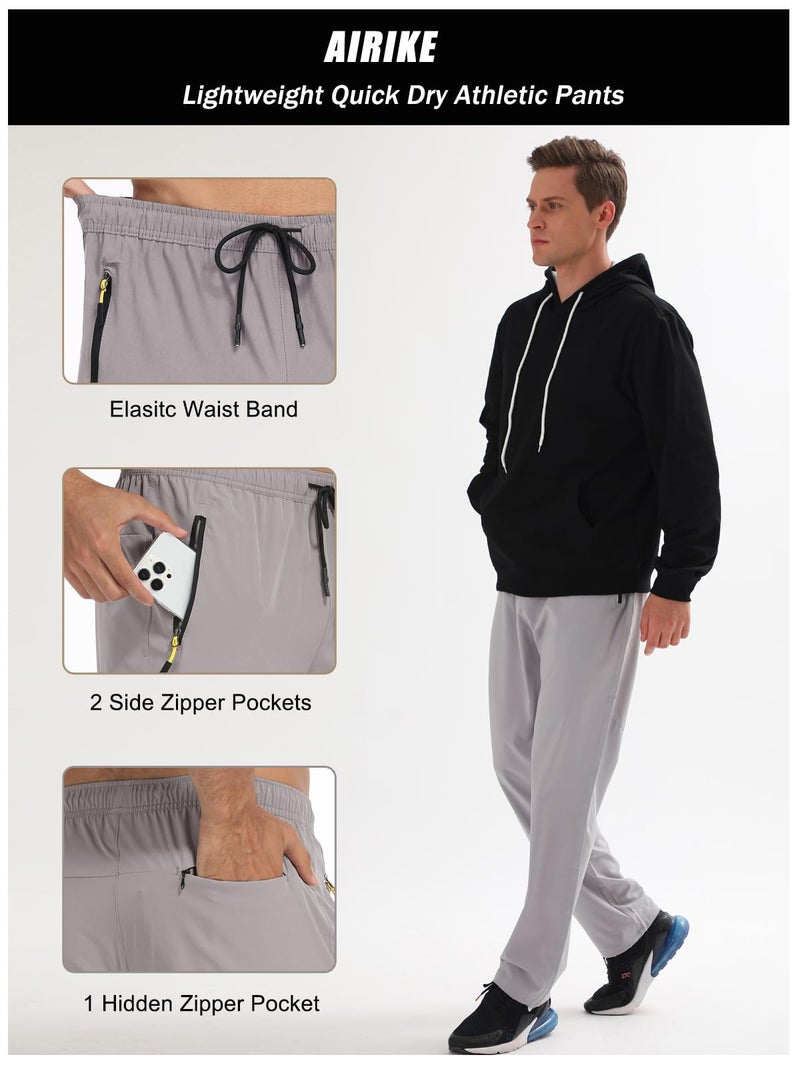 AIRIKE Pants for Men Quick Dry Polyester Lightweight Athletic Hiking Gym Casual Elastic Waist Sweatpants with Pockets - Image 3