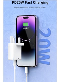 Recci 20W USB C Fast Charger UK Plug Single-Port PD3.0 Adapter, Type C Travel Adapter with Fireproof ABS & Smart Protections, Ultra Portable for iPhone 15/15 Pro Max/15 Pro/15 Plus/14/13/12, Samsung, iPad, White  - Image 3