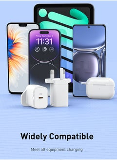 Recci 20W USB C Fast Charger UK Plug Single-Port PD3.0 Adapter, Type C Travel Adapter with Fireproof ABS & Smart Protections, Ultra Portable for iPhone 15/15 Pro Max/15 Pro/15 Plus/14/13/12, Samsung, iPad, White  - Image 5