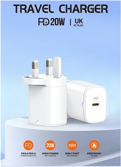 Recci 20W USB C Fast Charger UK Plug Single-Port PD3.0 Adapter, Type C Travel Adapter with Fireproof ABS & Smart Protections, Ultra Portable for iPhone 15/15 Pro Max/15 Pro/15 Plus/14/13/12, Samsung, iPad, White  - Image 2