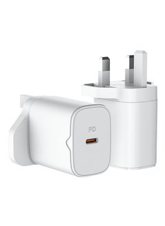 Recci 20W USB C Fast Charger UK Plug Single-Port PD3.0 Adapter, Type C Travel Adapter with Fireproof ABS & Smart Protections, Ultra Portable for iPhone 15/15 Pro Max/15 Pro/15 Plus/14/13/12, Samsung, iPad, White  - Image 1