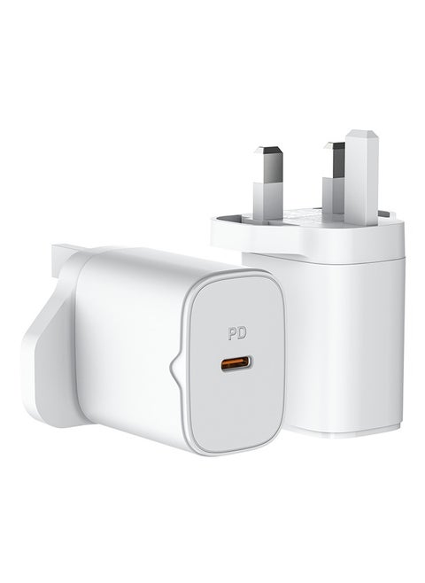 PD 20W USB C Fast Charger UK Plug Single-Port PD3.0 Adapter, Type C Travel Adapter with Fireproof ABS & Smart Protections, Ultra Portable for iPhone 15/15 Pro Max/15 Pro/15 Plus/14/13/12, Samsung, iPad, White