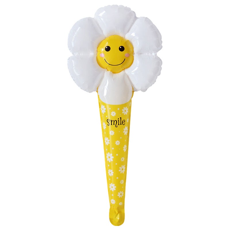 New Hand-Held Percussion Stick Medium Stick Cartoon Aluminum Film Balloon Stall Micro-Business Push-Sweep Code Activity Balloon - Image 1